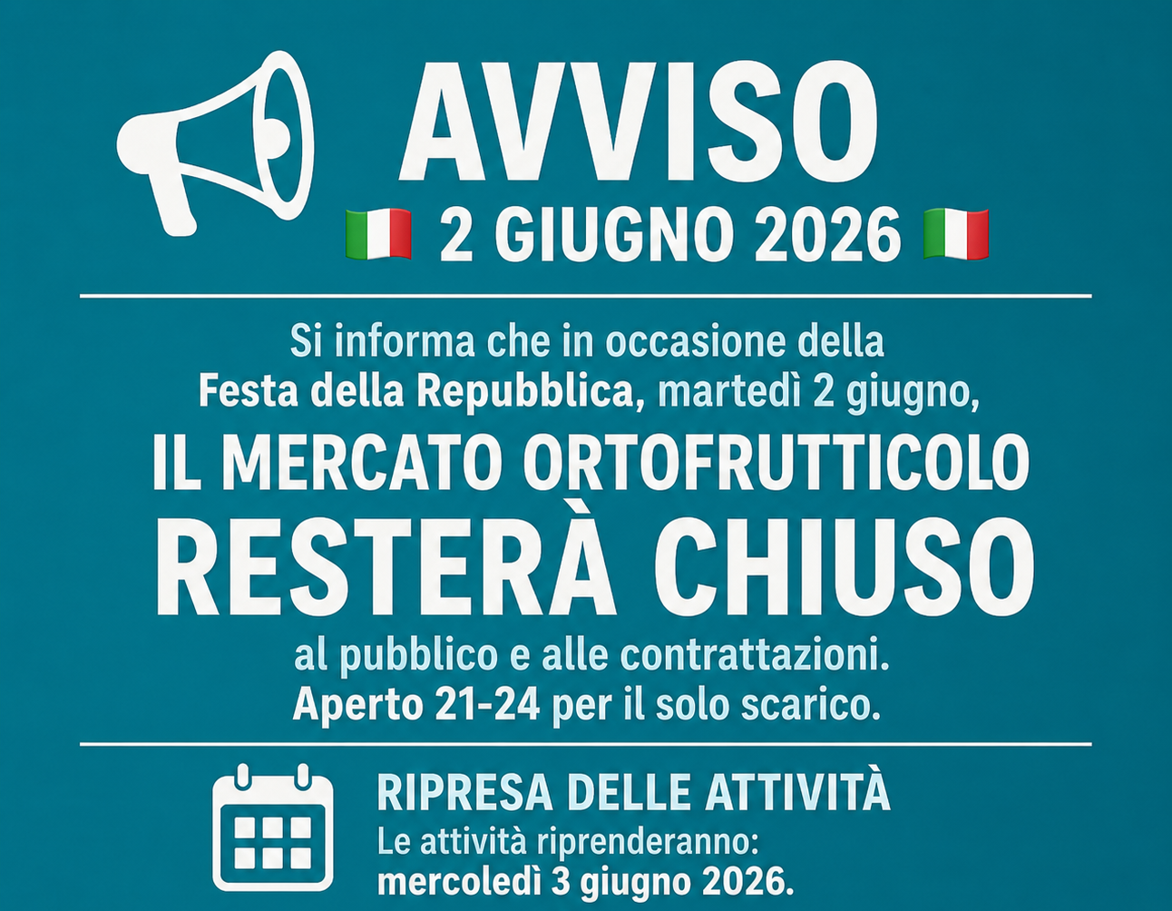 Avviso 🇮🇹 2 Giugno 2026 🇮🇹